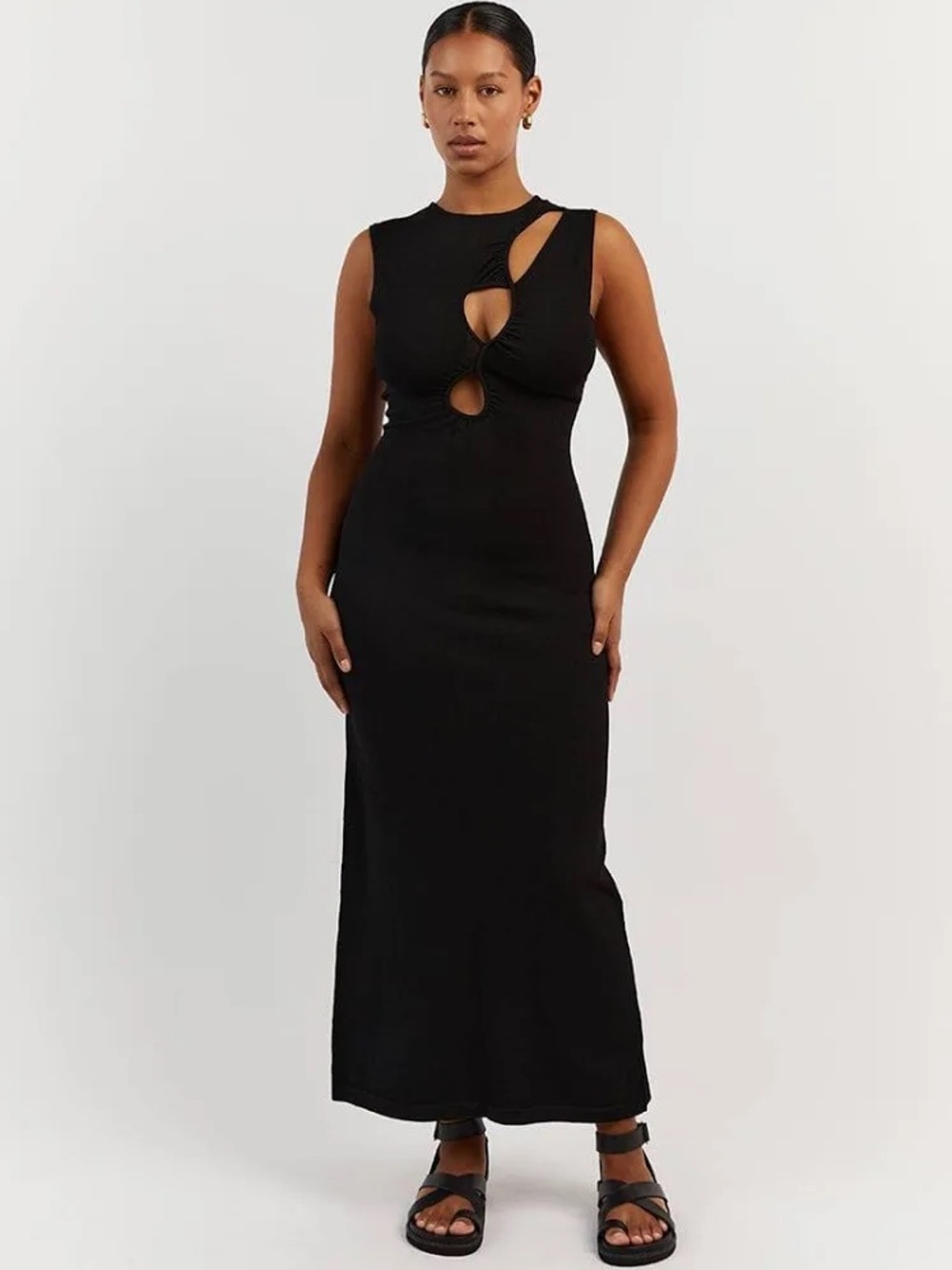 NWOT DISSH Monique Black Cutout Keyhole body-con Maxi Dress Sz Medium